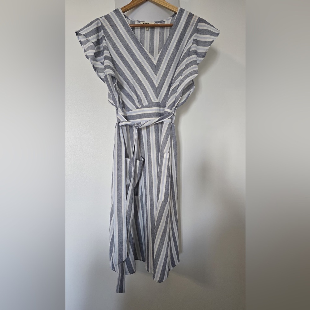 Monteau Blue and White Striped Dress